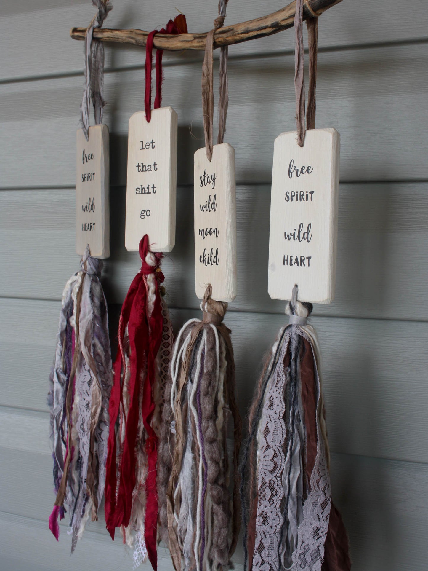 Tassel Wall Hanging - Whitewash Stain - Let that shit go