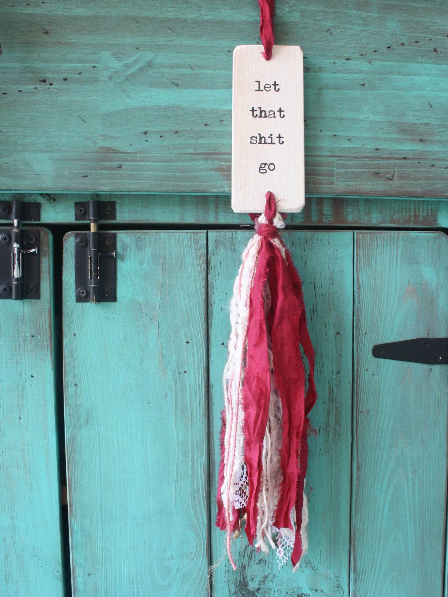 Tassel Wall Hanging - Whitewash Stain - Let that shit go