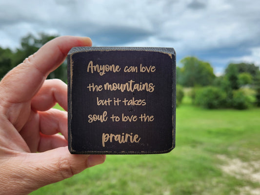 Small Wooden Sign - It takes soul to love the prairies