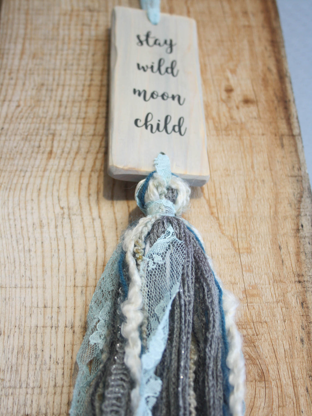 Tassel Wall Hanging - Grey Rectangle - Stay wild moon child