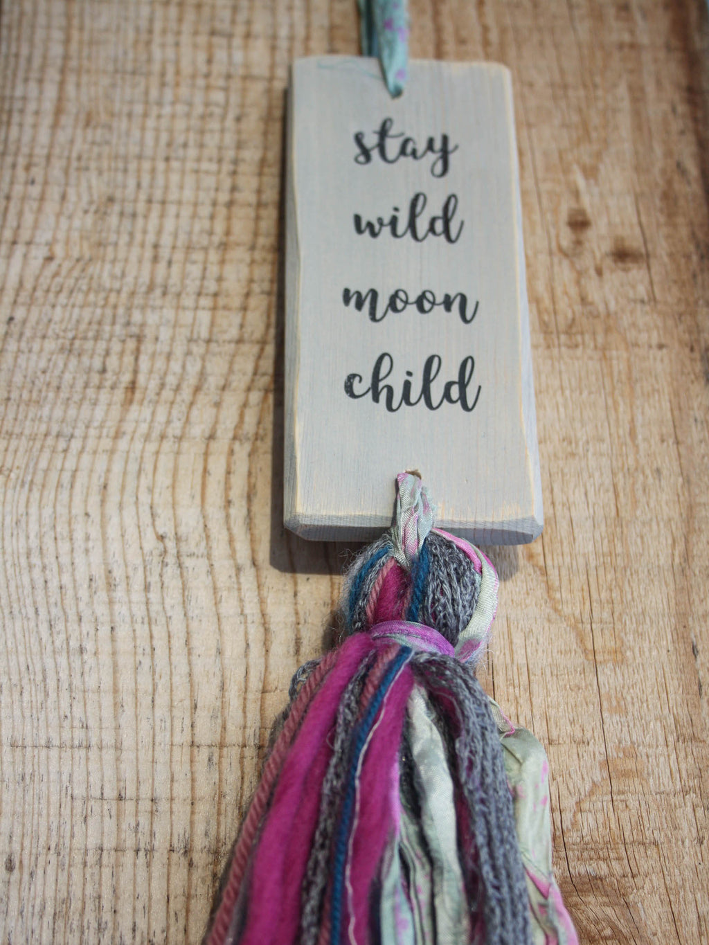 Tassel Wall Hanging - Grey Rectangle - Stay Wild Moon Child