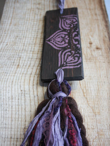 Tassel Wall Hanging - Dark Roast Stain with Purple Mandala